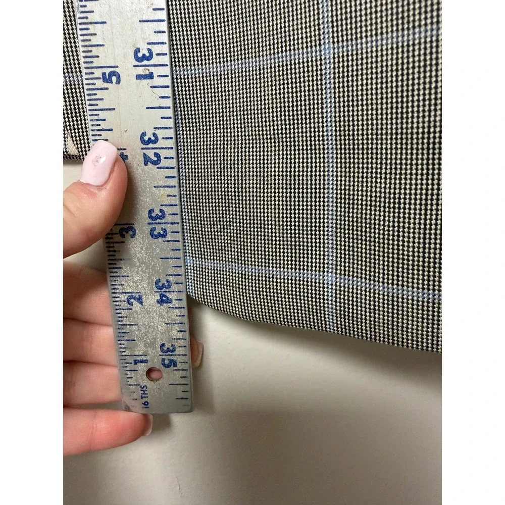 Mens 46R Grey Plaid Silk Wool Blend Sport Coat‎ Blazer Jacket